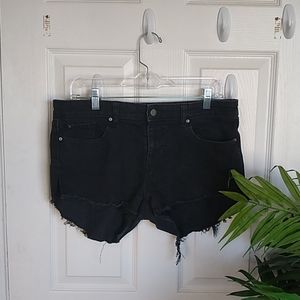 Black Distressed Denim Shorts